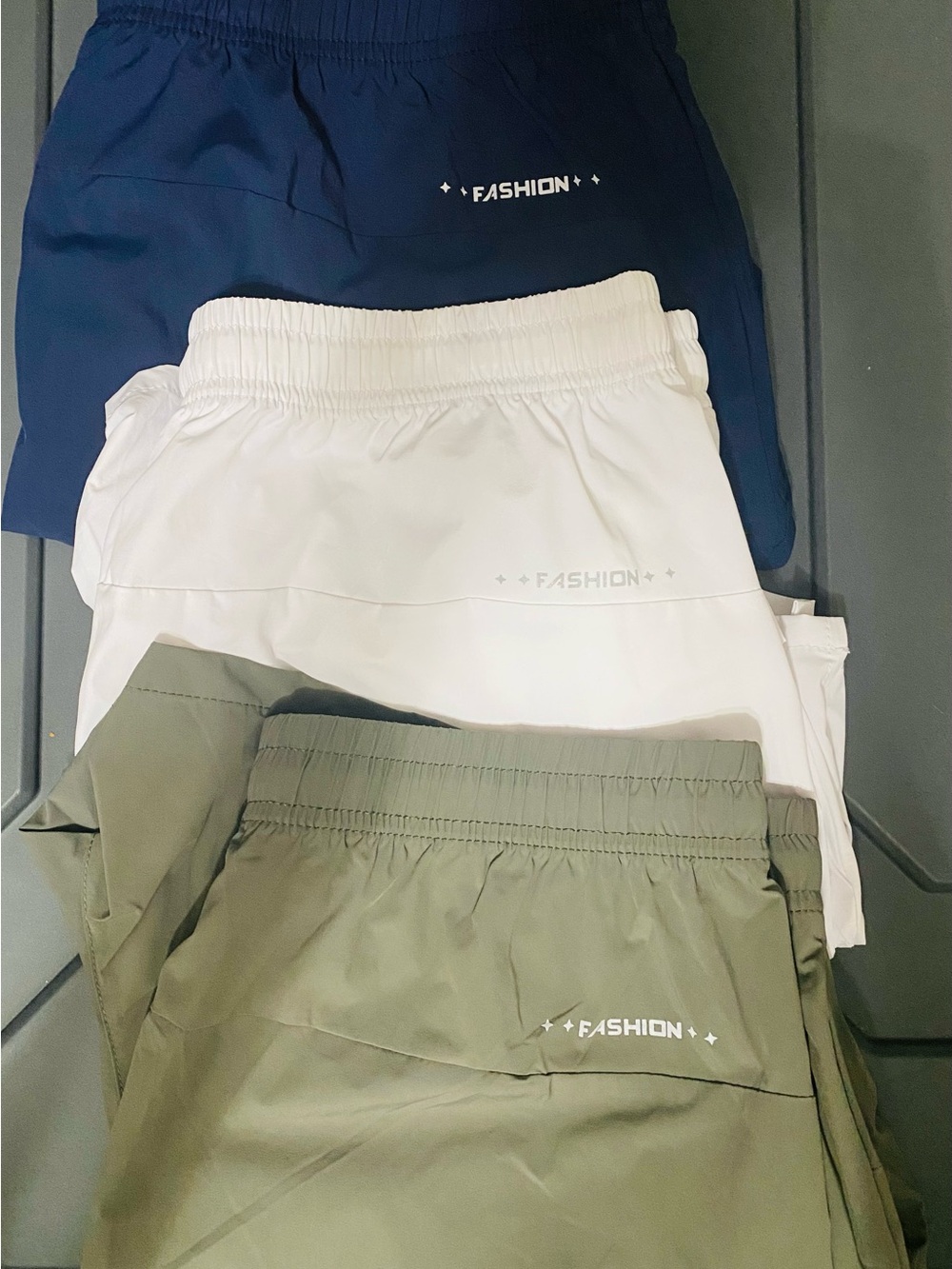 Women’s Elastic-Waist Shorts - Navy, White, Olive - Picture 1 of 9
